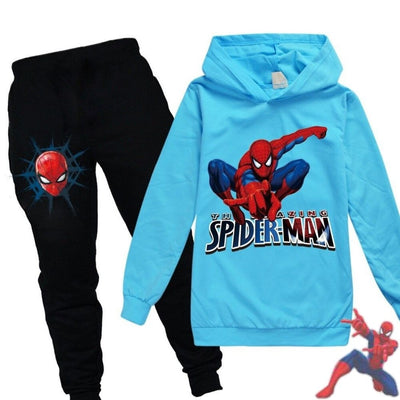 Survetement Spiderman enfant de couleur Bleu Clair & Noir.