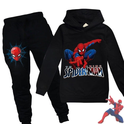Survêtement Spiderman Noir. Tissus 100% Coton. Survêtement Spiderman pour Enfant.