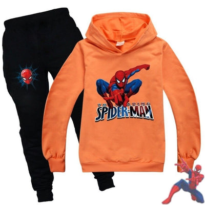 Survetement Spiderman enfant de couleur Orange & Noir.