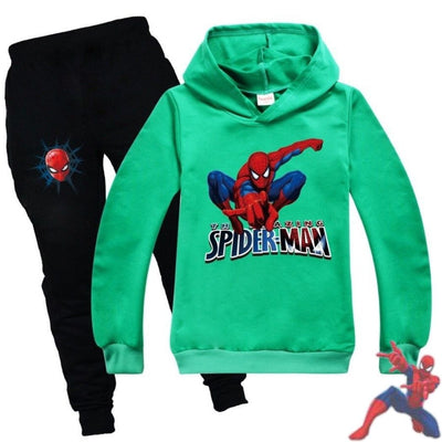 Survetement Spiderman enfant de couleur vert & Noir.