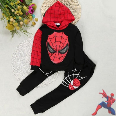 Survetement Spiderman enfant de couleur noir et rouge.