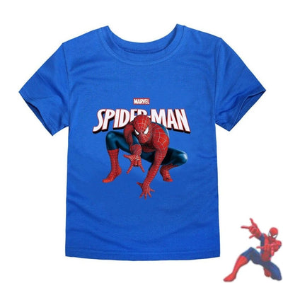 t-shirt spiderman Bleu marine. Tshirt marvel pour enfant.