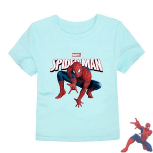 T-shirt Spiderman bleu. T-shirt Marvel enfant.