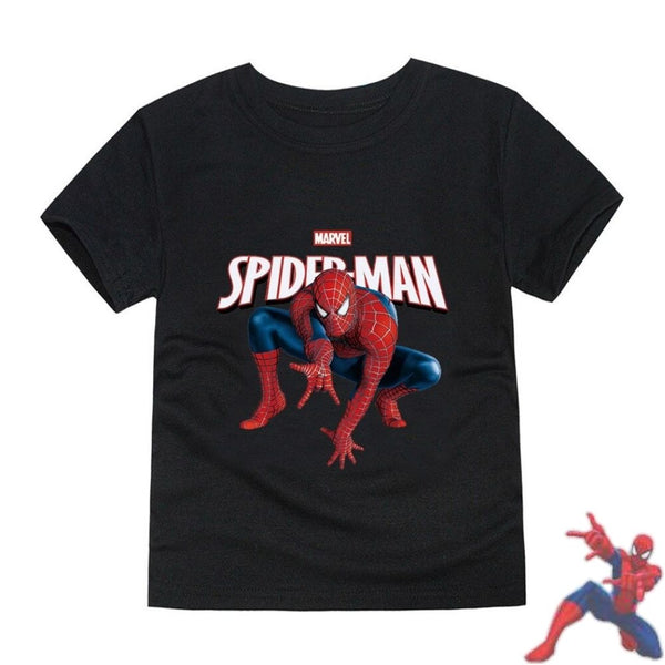 T-shirt Spiderman noir. T-shirt marvel enfant.